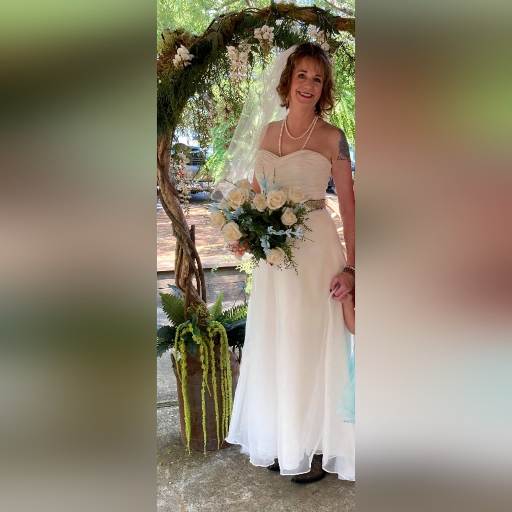 Wedding gown by David's Bridal.